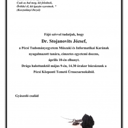 Gyászhír: Elhunyt Dr. Stojanovits József